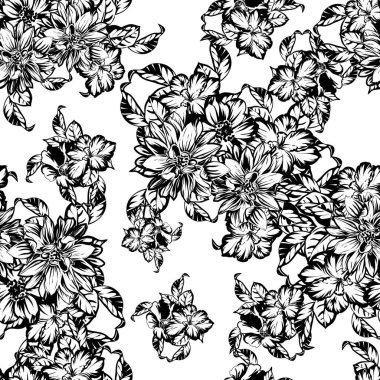 Kusursuz tek renkli klasik çiçek deseni