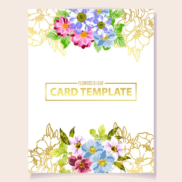 Colored Invitation Card Vintage Style Flowers Pattern — Stock Vector