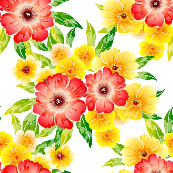 Farbenfrohe Vintage Stil Blumen Nahtlose Muster — Stockvektor