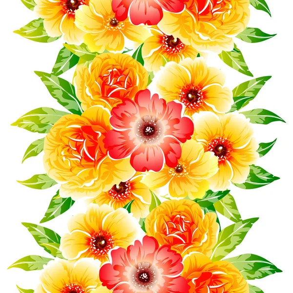 Coloridas Flores Estilo Vintage Patrón Sin Costuras — Vector de stock