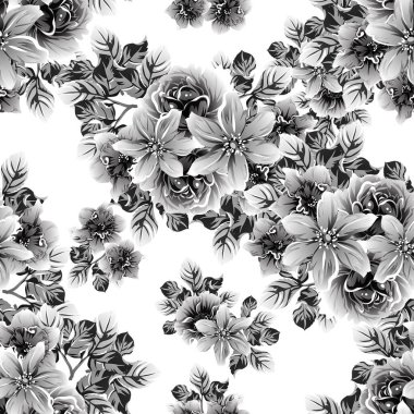 Kusursuz tek renkli klasik çiçek deseni