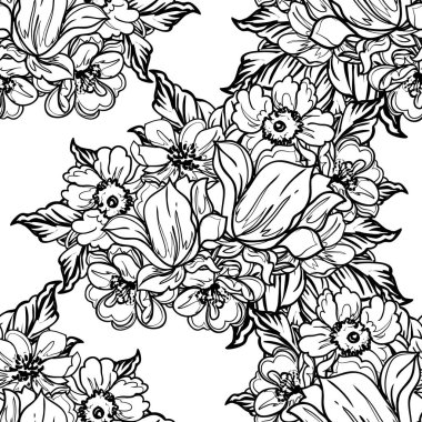 Kusursuz tek renkli klasik çiçek deseni