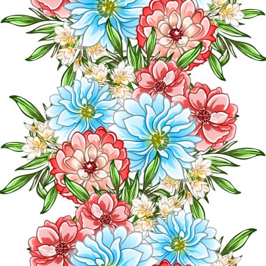 Renkli vintage tarzı çiçekler pürüzsüz desen