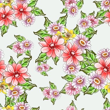 Renkli vintage tarzı çiçekler pürüzsüz desen