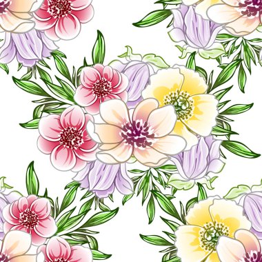 Renkli vintage tarzı çiçekler pürüzsüz desen