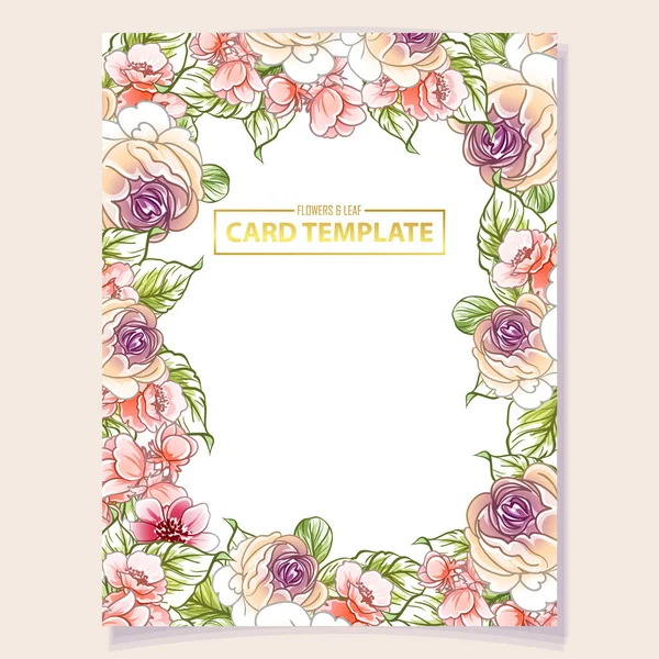 Carte Invitation Colorée Motif Fleurs Style Vintage — Image vectorielle