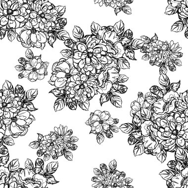 Kusursuz tek renkli klasik çiçek deseni