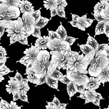 Kusursuz tek renkli klasik çiçek deseni