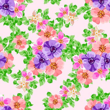 Renkli vintage tarzı çiçekler pürüzsüz desen