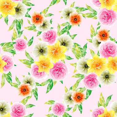 Renkli vintage tarzı çiçekler pürüzsüz desen