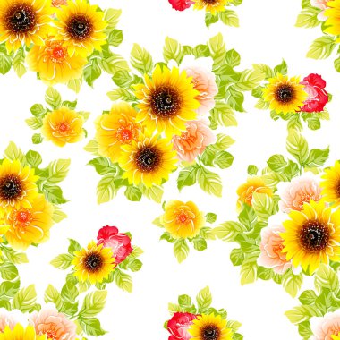 Renkli vintage tarzı çiçekler pürüzsüz desen