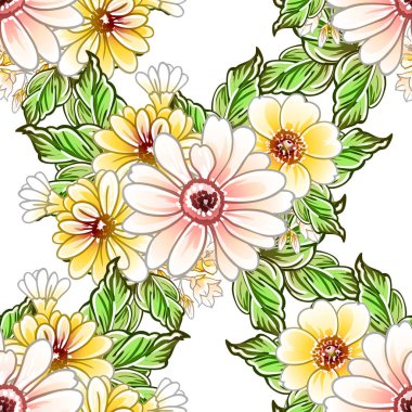 Renkli vintage tarzı çiçekler pürüzsüz desen