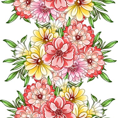 Renkli vintage tarzı çiçekler pürüzsüz desen
