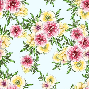 Renkli vintage tarzı çiçekler pürüzsüz desen