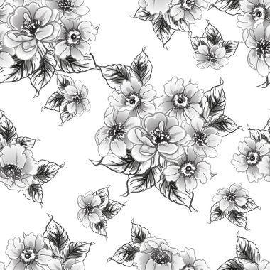 Kusursuz tek renkli klasik çiçek deseni