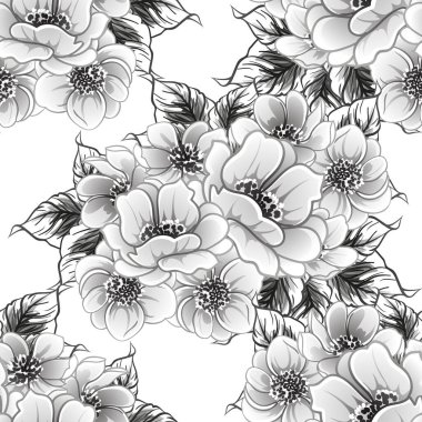 Kusursuz tek renkli klasik çiçek deseni