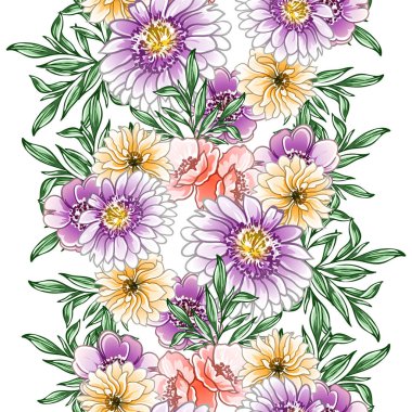 Renkli vintage tarzı çiçekler pürüzsüz desen