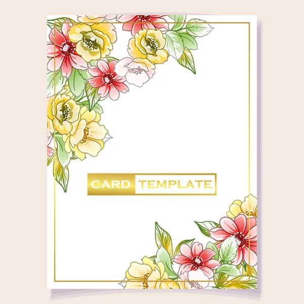 Carte Invitation Colorée Motif Fleurs Style Vintage — Image vectorielle