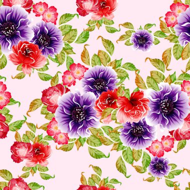 Renkli vintage tarzı çiçekler pürüzsüz desen