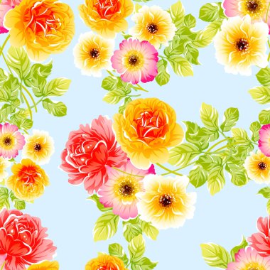 Renkli vintage tarzı çiçekler pürüzsüz desen