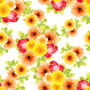 Renkli vintage tarzı çiçekler pürüzsüz desen