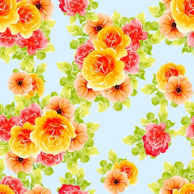 Renkli vintage tarzı çiçekler pürüzsüz desen