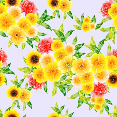 Renkli vintage tarzı çiçekler pürüzsüz desen