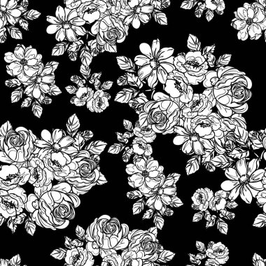 Kusursuz tek renkli klasik çiçek deseni