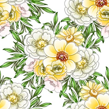 Renkli vintage tarzı çiçekler pürüzsüz desen