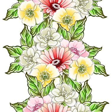 Renkli vintage tarzı çiçekler pürüzsüz desen