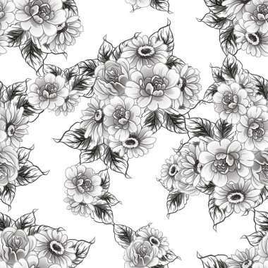 Kusursuz tek renkli klasik çiçek deseni