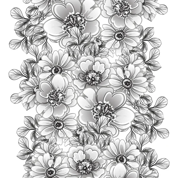 Naadloze Monochrome Vintage Stijl Bloemen Patroon — Stockvector