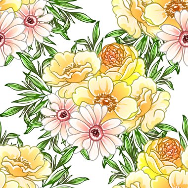 Renkli vintage tarzı çiçekler pürüzsüz desen