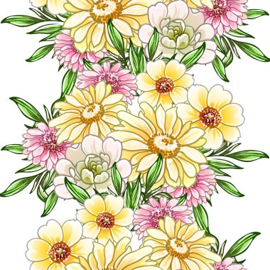 Renkli vintage tarzı çiçekler pürüzsüz desen