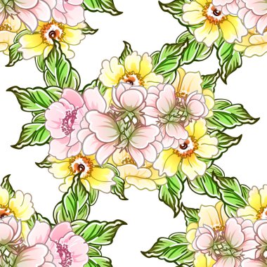 Renkli vintage tarzı çiçekler pürüzsüz desen