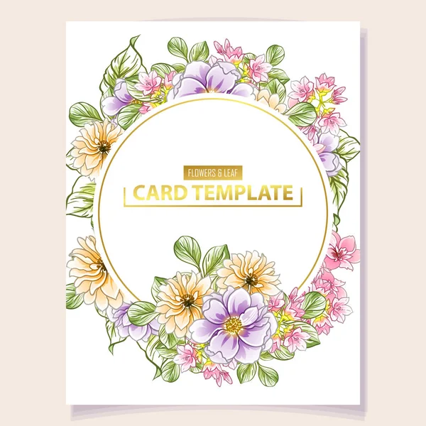 Carte Invitation Colorée Motif Fleurs Style Vintage — Image vectorielle