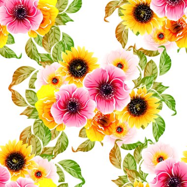 Renkli vintage tarzı çiçekler pürüzsüz desen