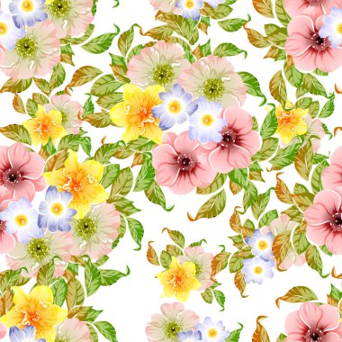 Renkli vintage tarzı çiçekler pürüzsüz desen
