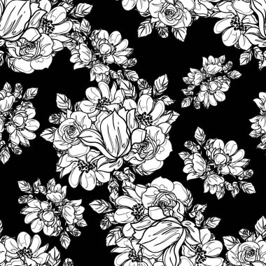 Kusursuz tek renkli klasik çiçek deseni