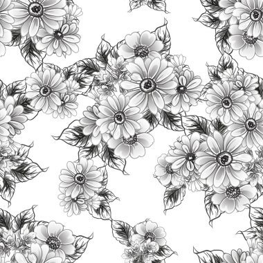 Kusursuz tek renkli klasik çiçek deseni