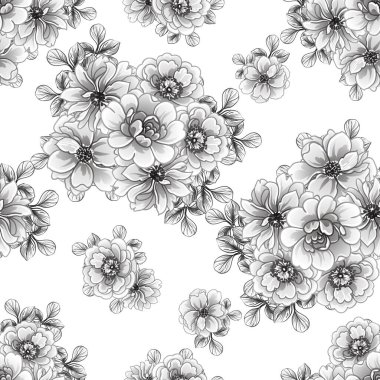 Kusursuz tek renkli klasik çiçek deseni