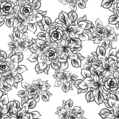 Kusursuz tek renkli klasik çiçek deseni