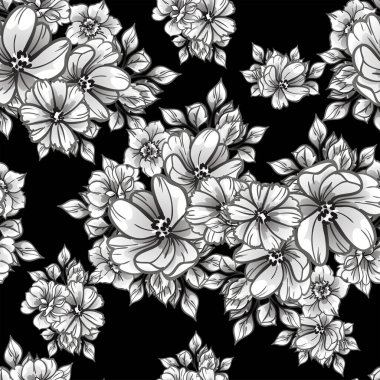 Kusursuz tek renkli klasik çiçek deseni