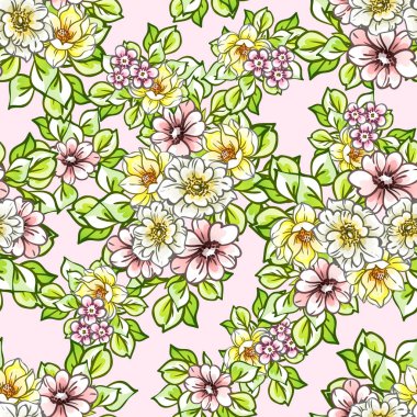 Renkli vintage tarzı çiçekler pürüzsüz desen