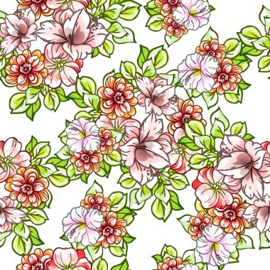Renkli vintage tarzı çiçekler pürüzsüz desen