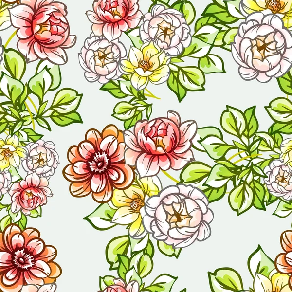 Fleurs Style Vintage Coloré Motif Sans Couture — Image vectorielle