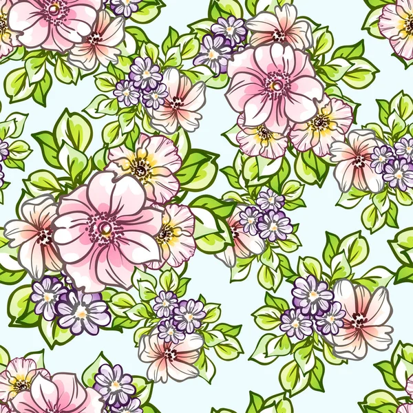 Coloridas Flores Estilo Vintage Patrón Sin Costuras — Vector de stock