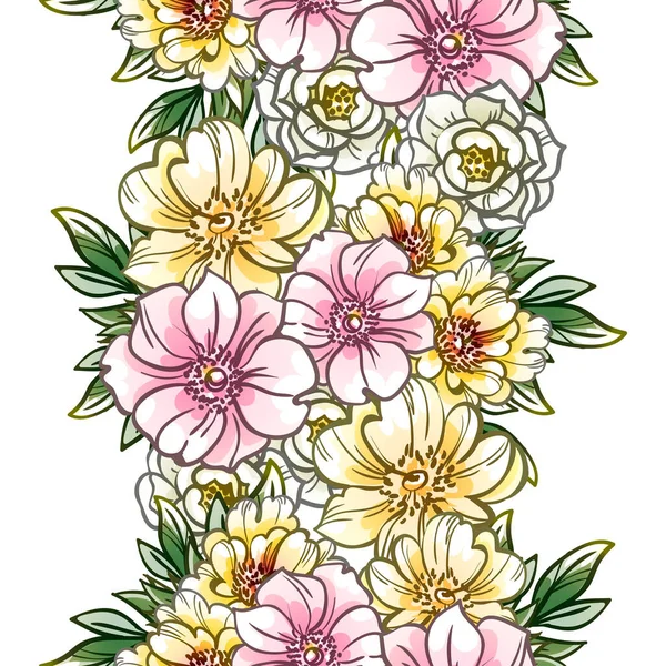 Kleurrijke Vintage Stijl Bloemen Naadloos Patroon — Stockvector