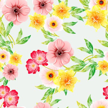 Renkli vintage tarzı çiçekler pürüzsüz desen