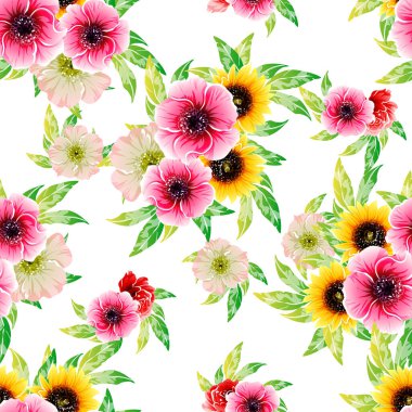 Renkli vintage tarzı çiçekler pürüzsüz desen